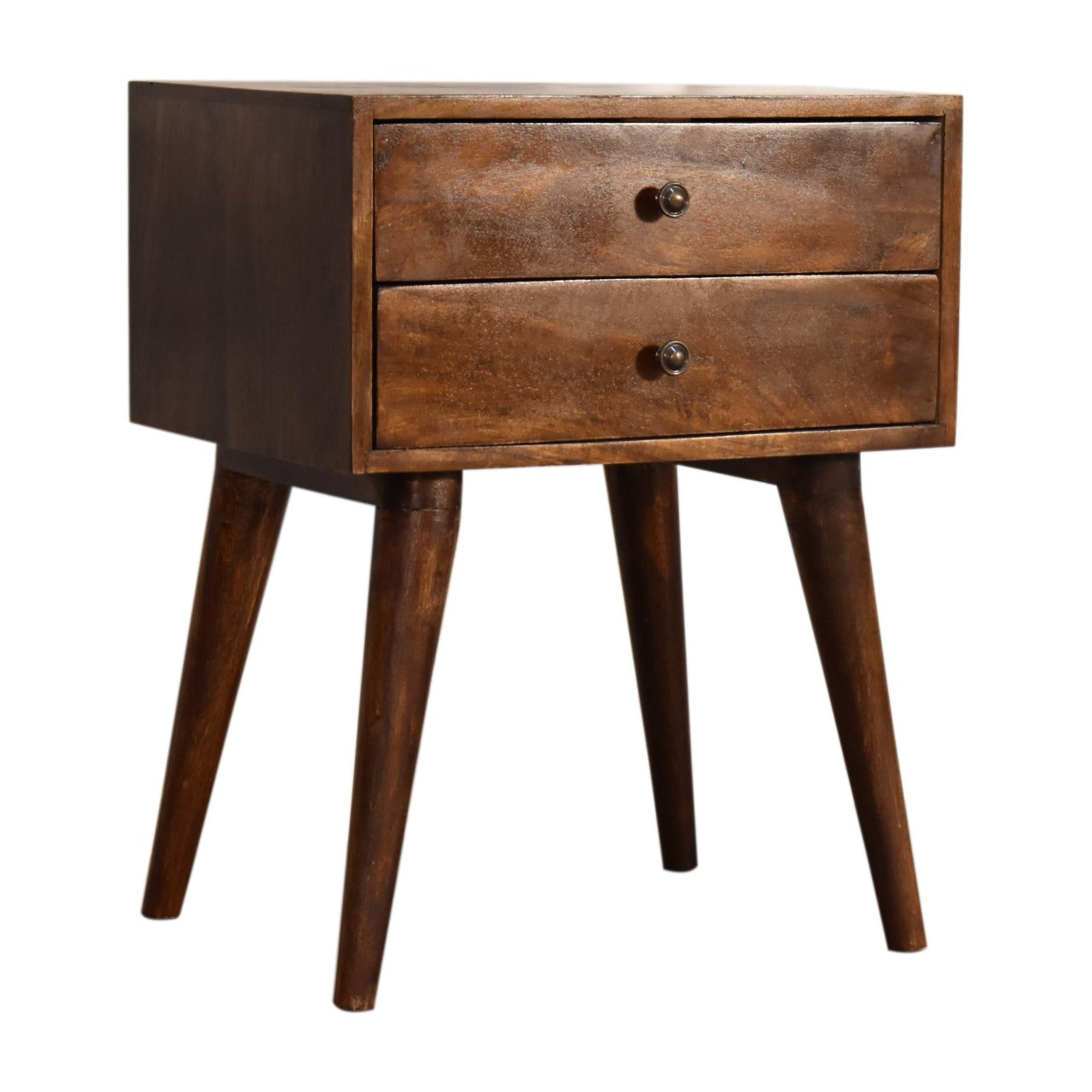 Chioggia Chestnut Mango Wood Modern Solid Wood Bedside Table 2 Drawers
