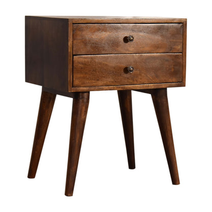 Chioggia Chestnut Mango Wood Modern Solid Wood Bedside Table 2 Drawers