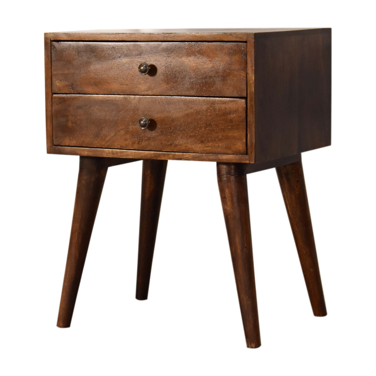 Chioggia Chestnut Mango Wood Modern Solid Wood Bedside Table 2 Drawers