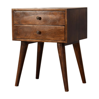 Chioggia Chestnut Mango Wood Modern Solid Wood Bedside Table 2 Drawers