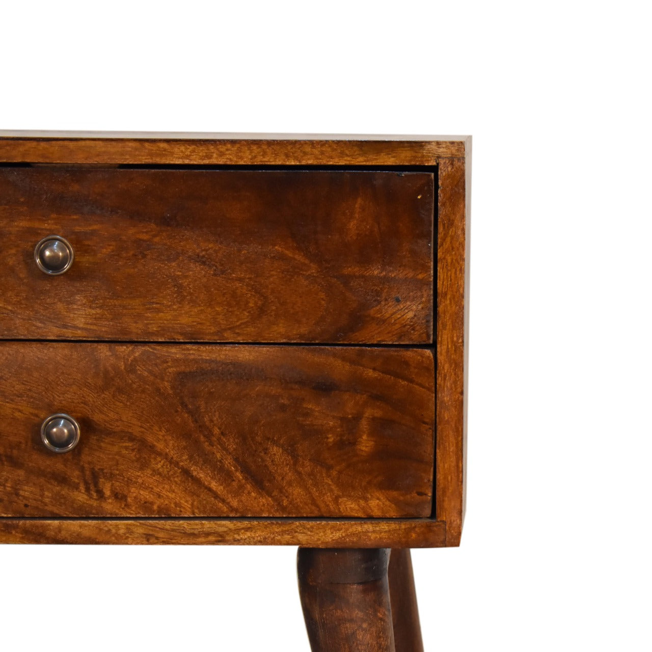 Chioggia Chestnut Mango Wood Modern Solid Wood Bedside Table 2 Drawers