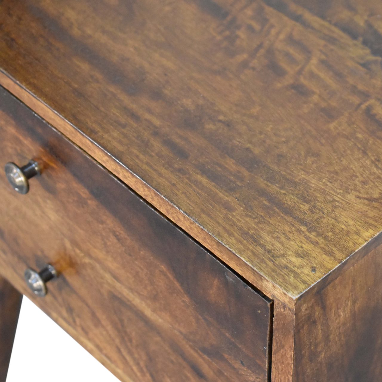 Chioggia Chestnut Mango Wood Modern Solid Wood Bedside Table 2 Drawers