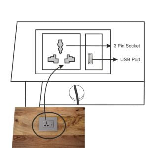 April 2 Drawer Mango Wood Cable Writing Desk