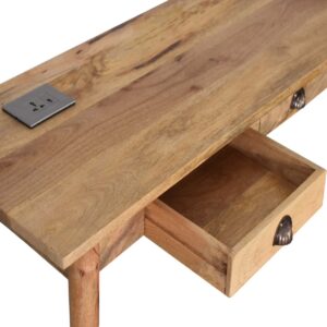 April 2 Drawer Mango Wood Cable Writing Desk