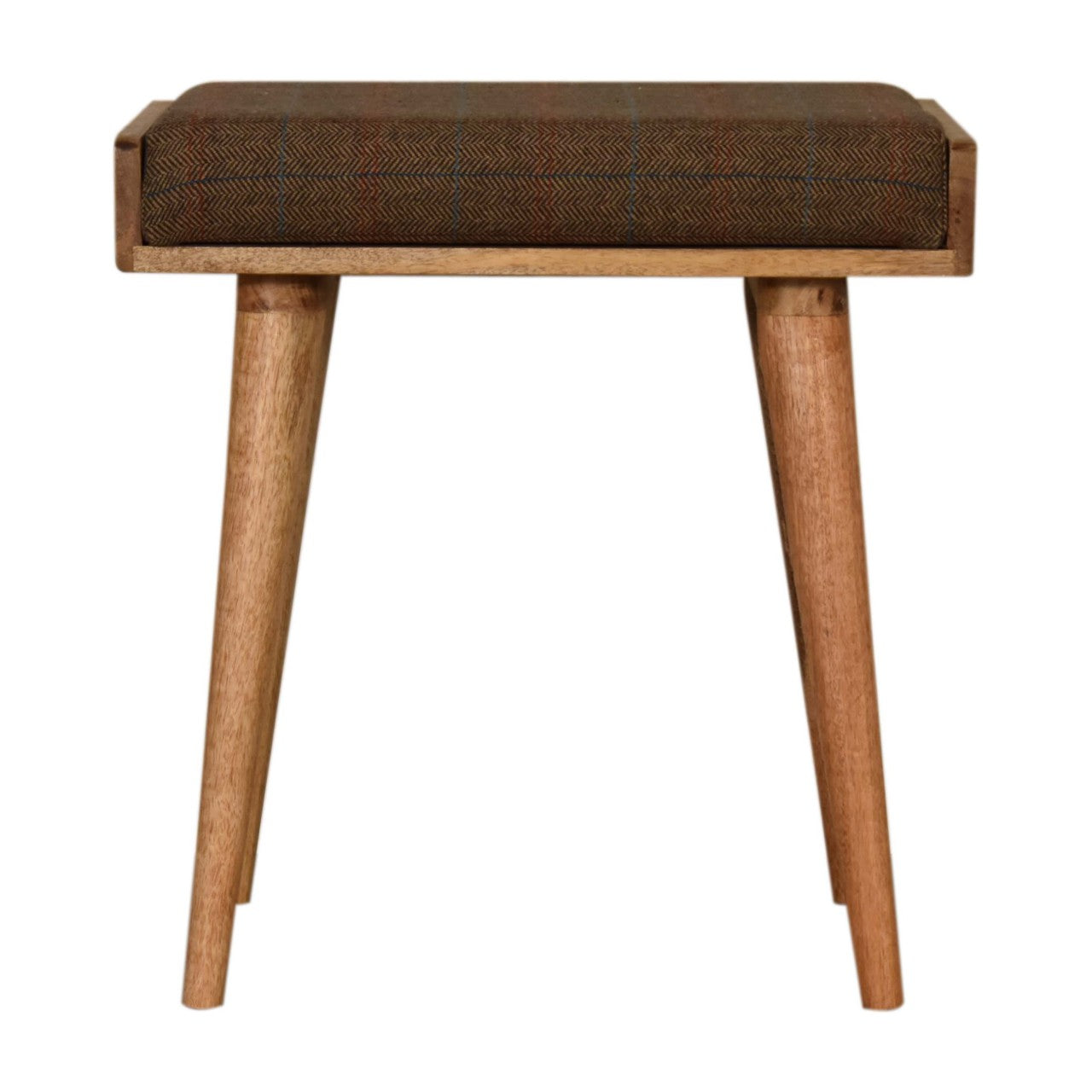 Vicenza Multi Tweed and Mango Wood Tray Style Footstool