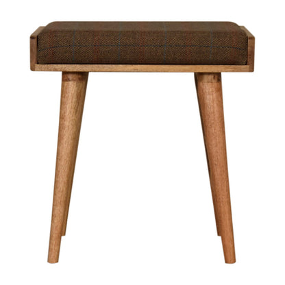 Vicenza Multi Tweed and Mango Wood Tray Style Footstool