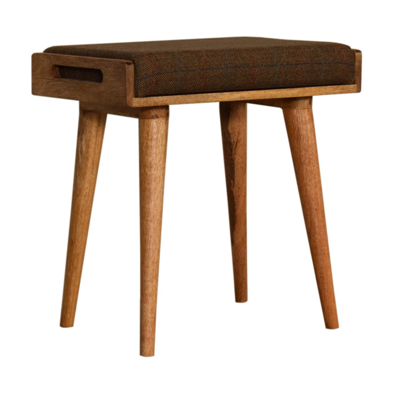 Vicenza Multi Tweed and Mango Wood Tray Style Footstool