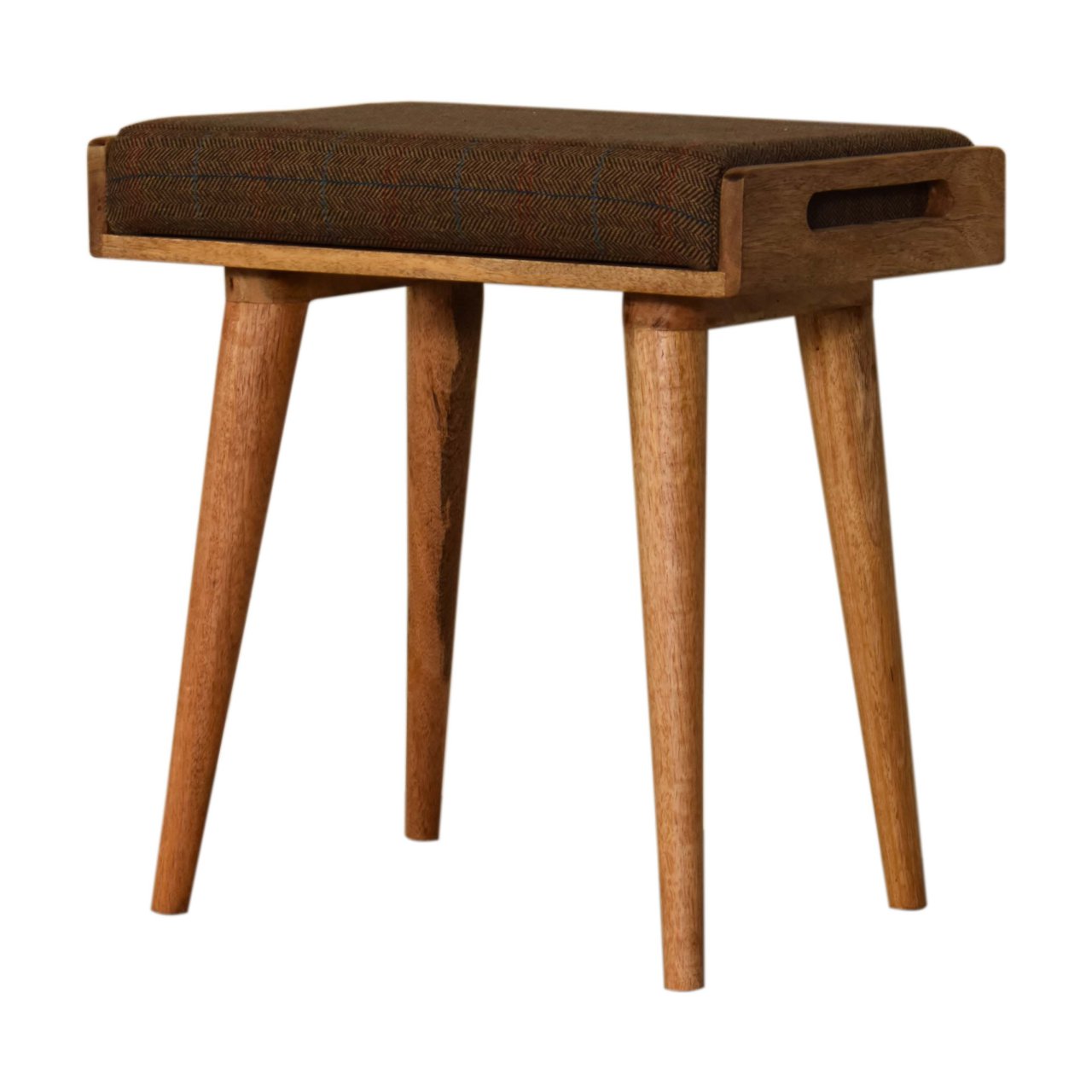 Vicenza Multi Tweed and Mango Wood Tray Style Footstool