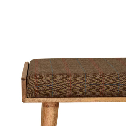 Vicenza Multi Tweed and Mango Wood Tray Style Footstool