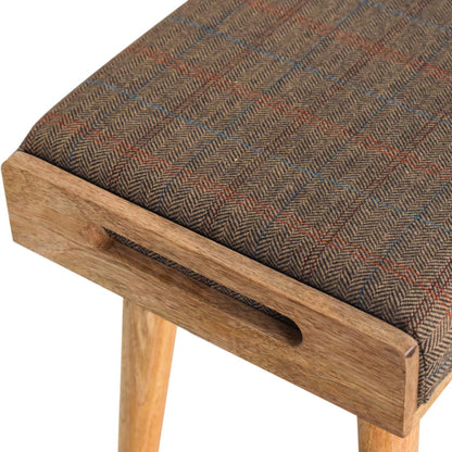 Vicenza Multi Tweed and Mango Wood Tray Style Footstool