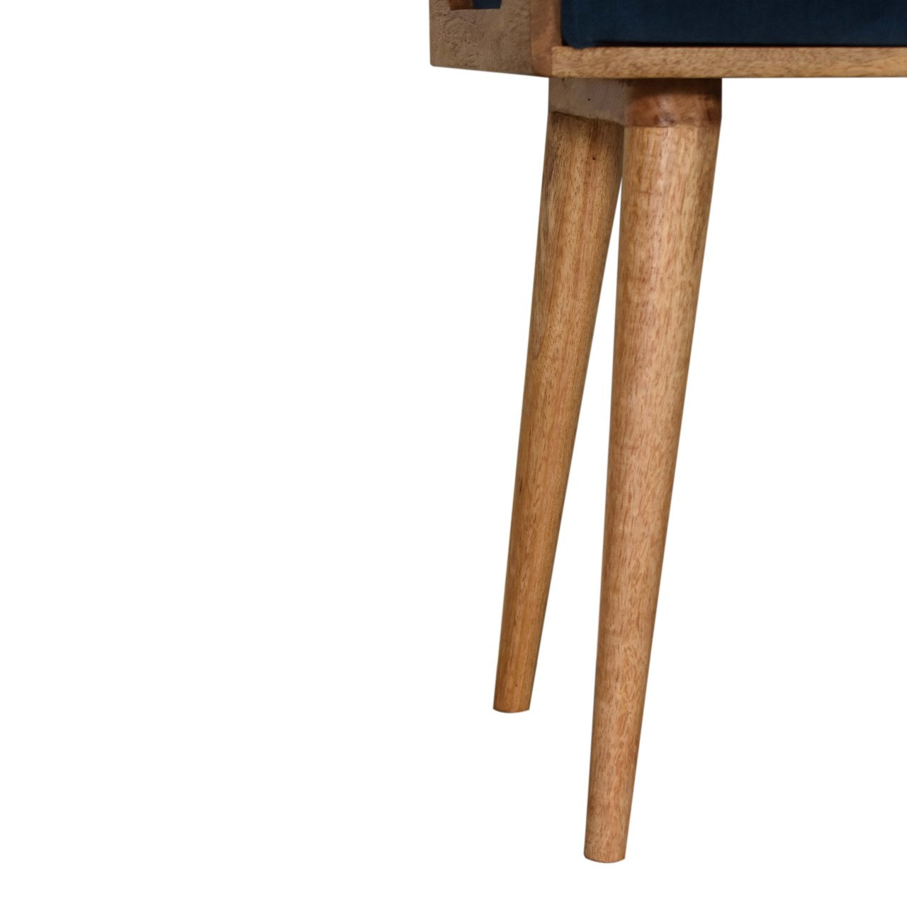 Padua Teal Velvet and Mango Wood Tray Style Footstool