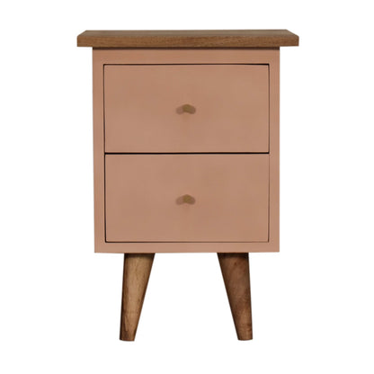 Wrotham Blush Pink Hand Painted Mango Wood Bedside Table