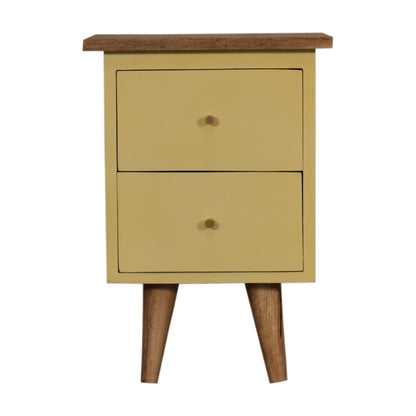 Gordes Yellow Hand Painted Mango Wood Bedside 2 Drawers