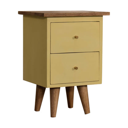 Gordes Yellow Hand Painted Mango Wood Bedside 2 Drawers