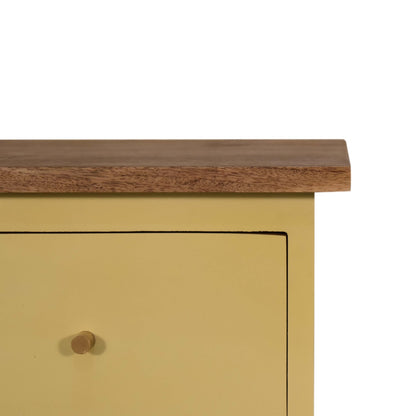 Gordes Yellow Hand Painted Mango Wood Bedside 2 Drawers