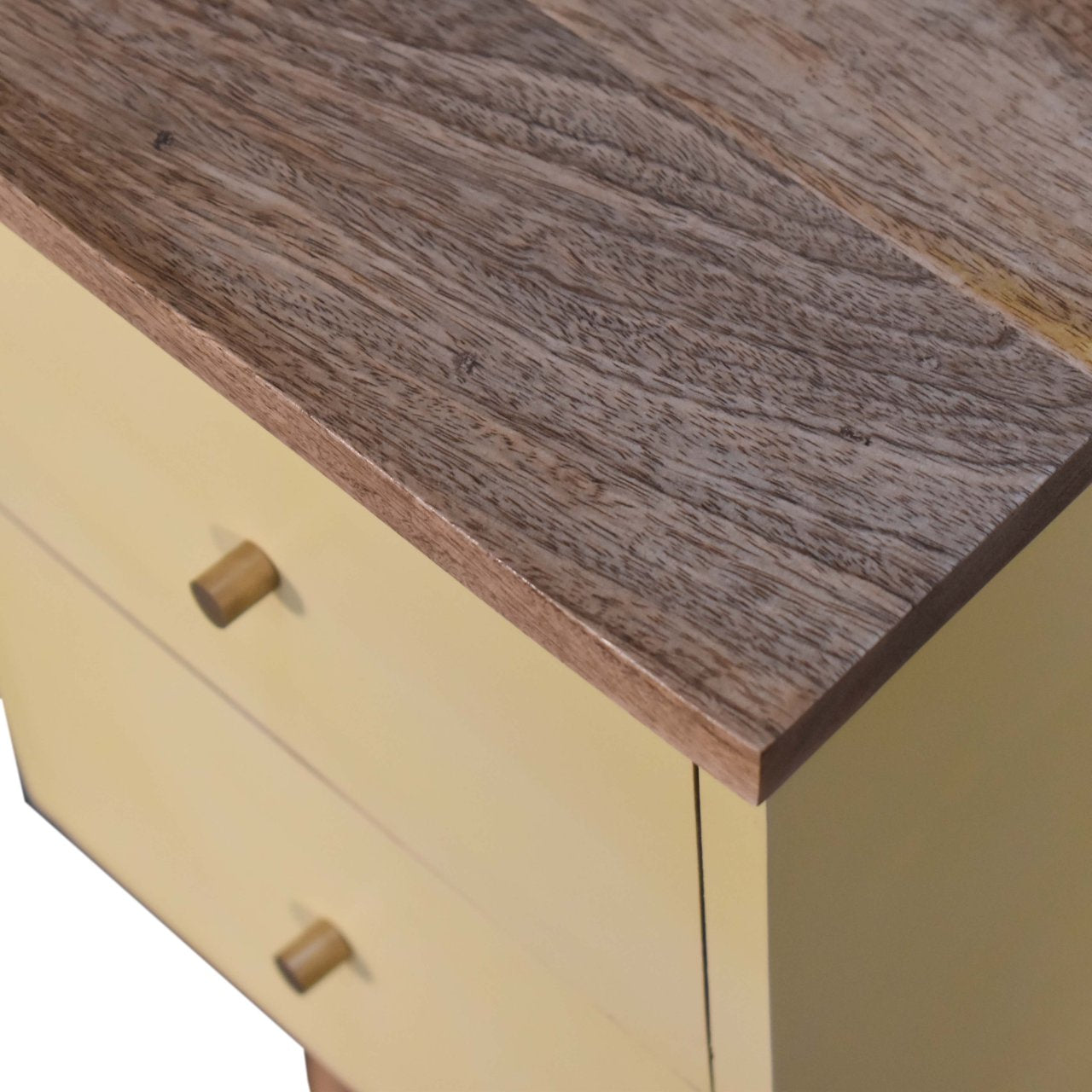 Gordes Yellow Hand Painted Mango Wood Bedside 2 Drawers