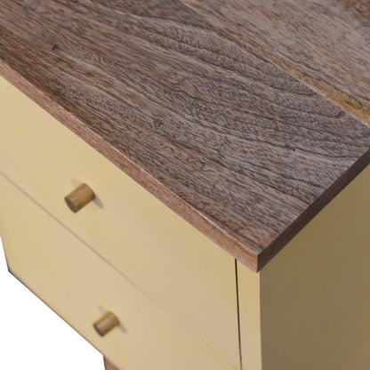 Gordes Yellow Hand Painted Mango Wood Bedside 2 Drawers