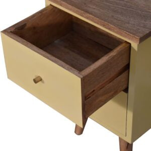 Gordes Yellow Hand Painted Mango Wood Bedside 2 Drawers