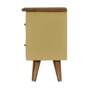 Gordes Yellow Hand Painted Mango Wood Bedside 2 Drawers