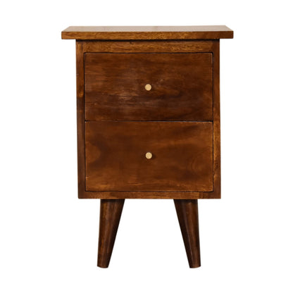 Aldbury Chestnut Mango Wood Bedside Table 2 Drawers