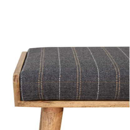 Taormina Pewter Tweed Mango Wood Tray Style Footstool