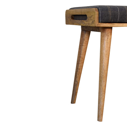 Taormina Pewter Tweed Mango Wood Tray Style Footstool