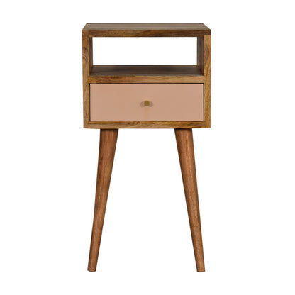 Sainte Marie Mini Blush Hand Painted Bedside Table with Drawer and Open Shelf