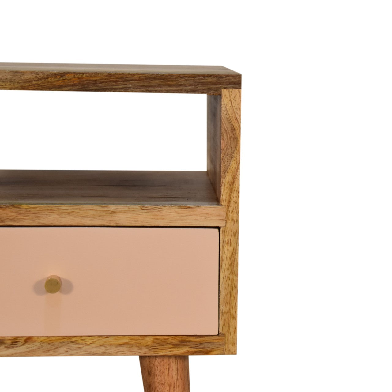 Sainte Marie Mini Blush Hand Painted Bedside Table with Drawer and Open Shelf