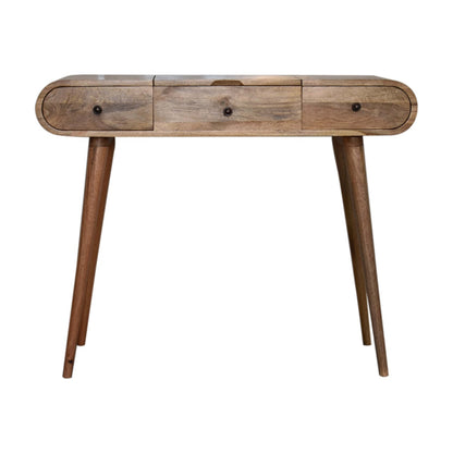 De Vence Oak Mango Wood Round Dressing Table 3 Drawers