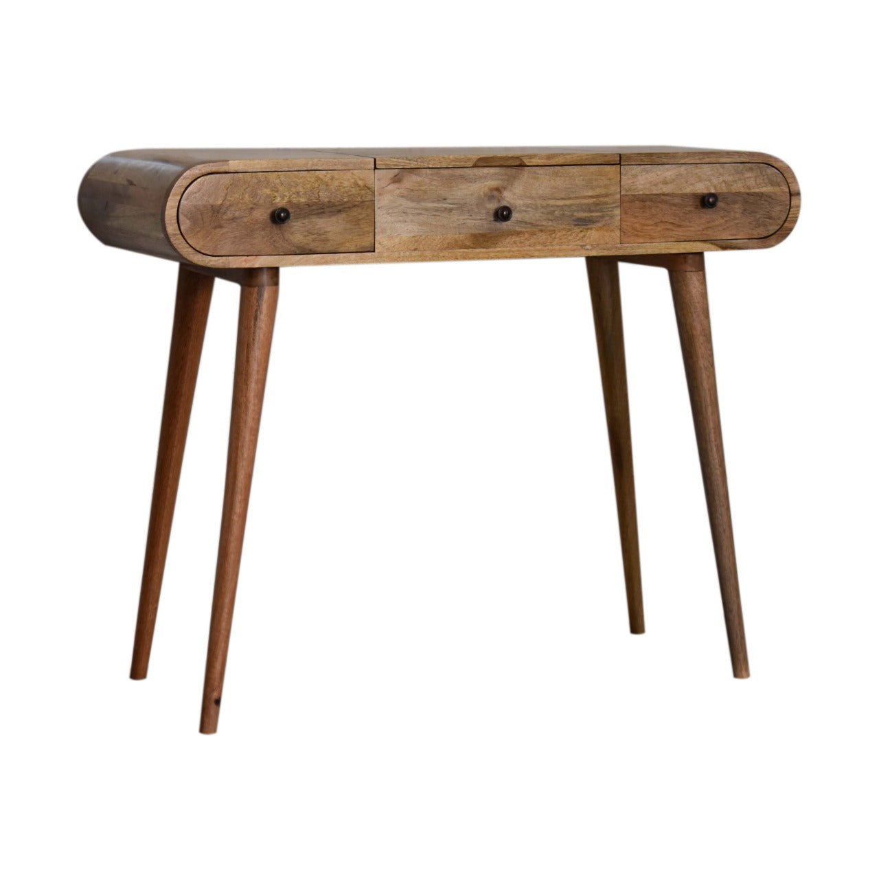 De Vence Oak Mango Wood Round Dressing Table 3 Drawers