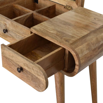 De Vence Oak Mango Wood Round Dressing Table 3 Drawers