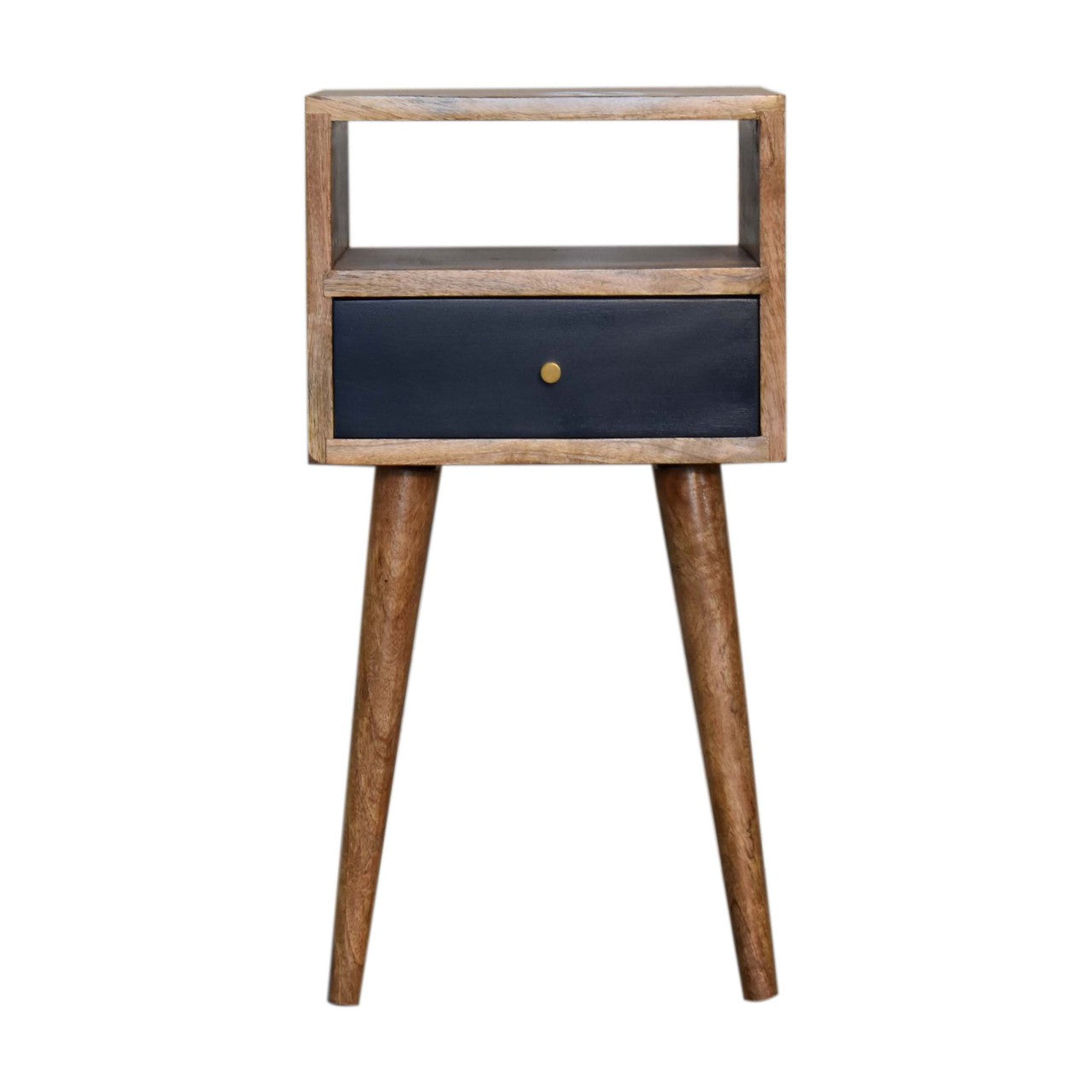 Biot Mini Navy Blue Hand Painted Bedside with Drawer and Open Shelf