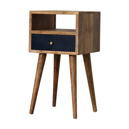 Biot Mini Navy Blue Hand Painted Bedside with Drawer and Open Shelf