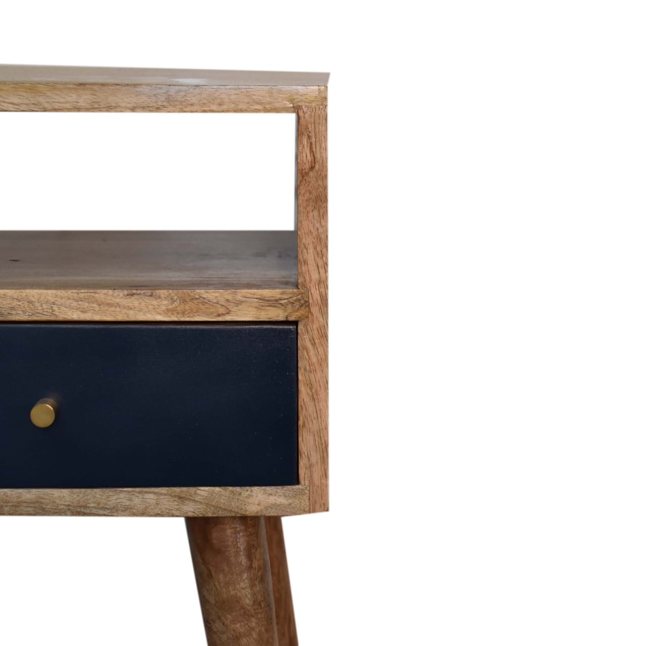 Biot Mini Navy Blue Hand Painted Bedside with Drawer and Open Shelf