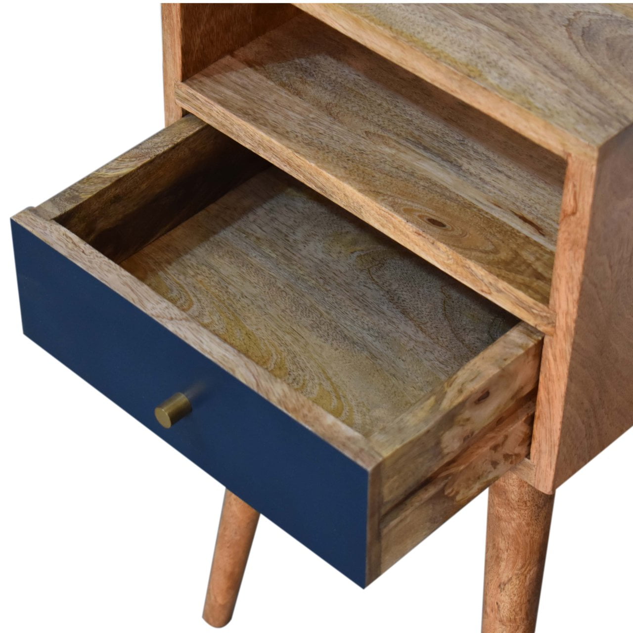 Biot Mini Navy Blue Hand Painted Bedside with Drawer and Open Shelf