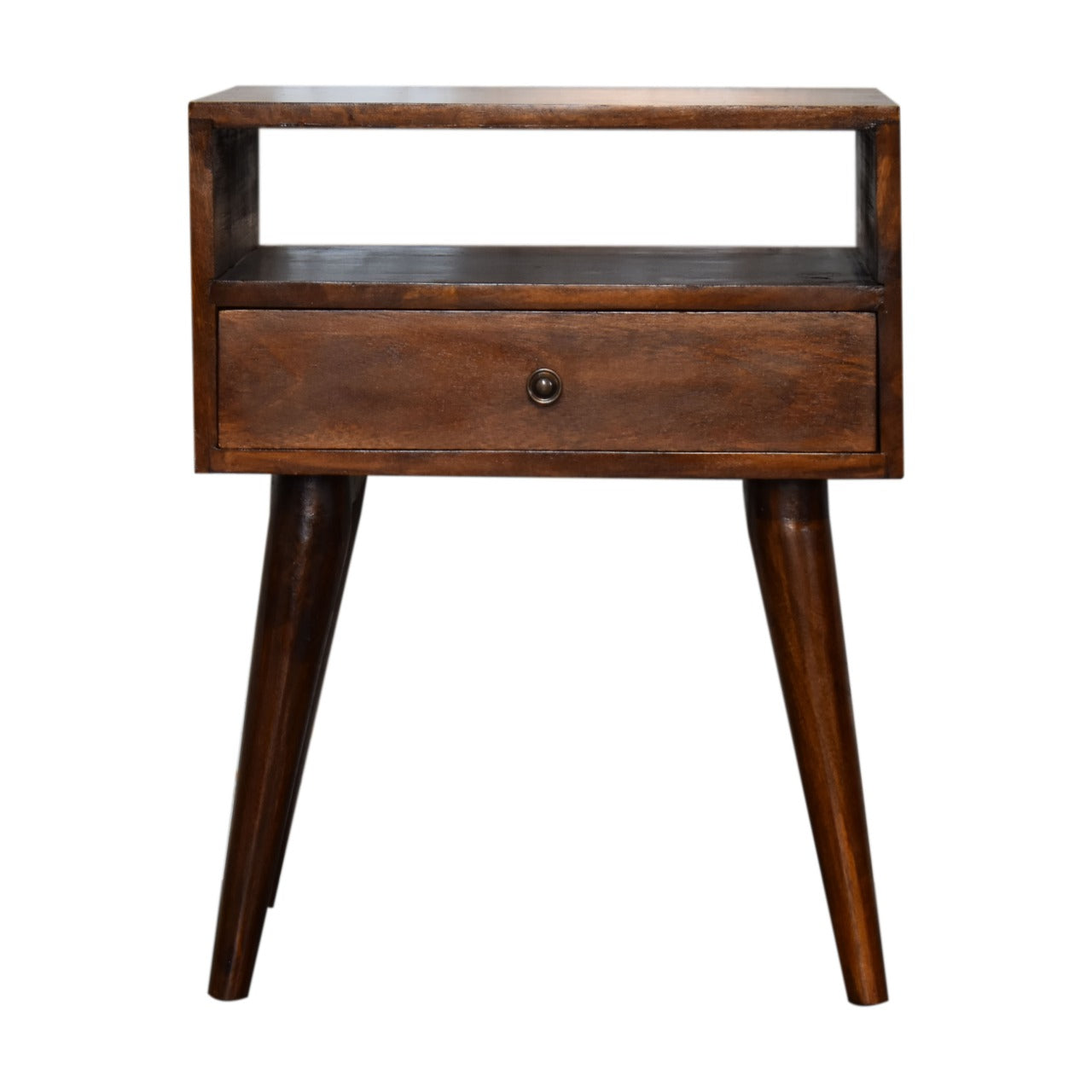 Chioggia Rustic Chestnut Solid Wood Bedside Drawer and Open Shelf