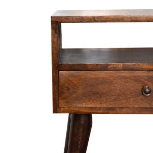 Chioggia Rustic Chestnut Solid Wood Bedside Drawer and Open Shelf