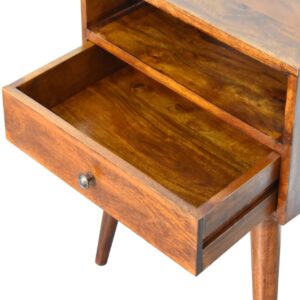 Chioggia Rustic Chestnut Solid Wood Bedside Drawer and Open Shelf