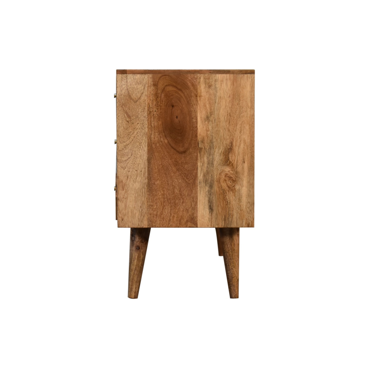 Dozza Geometric Carved Mango Wood 3 Drawer Sideboard