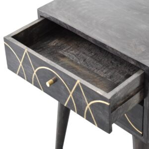 Antibes Black and Gold Bedside Table 2 Drawers