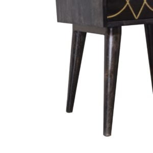 Antibes Black and Gold Bedside Table 2 Drawers