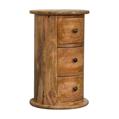 Kantang Mini Mango Wood Drum Chest 3 Drawers