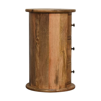 Kantang Mini Mango Wood Drum Chest 3 Drawers