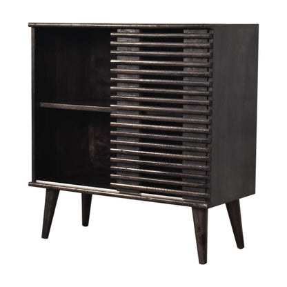 Mimosa Mid-Century Black Mango Wood Scandi Sliding Door Cabinet