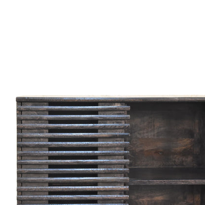Mimosa Mid-Century Black Mango Wood Scandi Sliding Door Cabinet