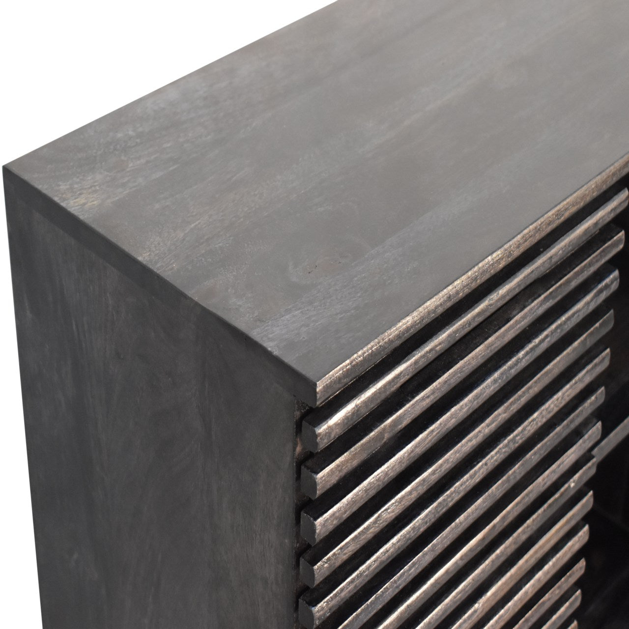 Mimosa Mid-Century Black Mango Wood Scandi Sliding Door Cabinet