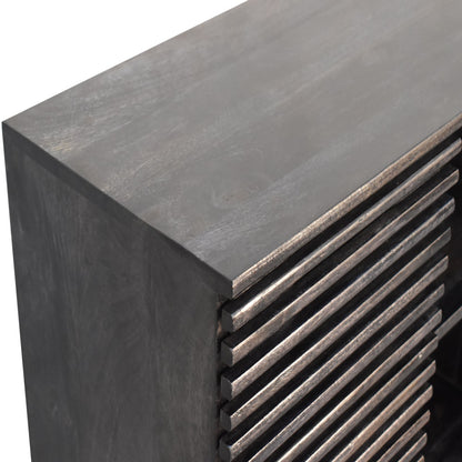 Mimosa Mid-Century Black Mango Wood Scandi Sliding Door Cabinet