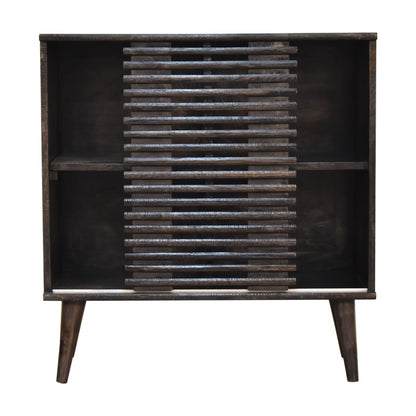 Mimosa Mid-Century Black Mango Wood Scandi Sliding Door Cabinet