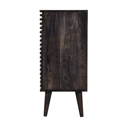 Mimosa Mid-Century Black Mango Wood Scandi Sliding Door Cabinet