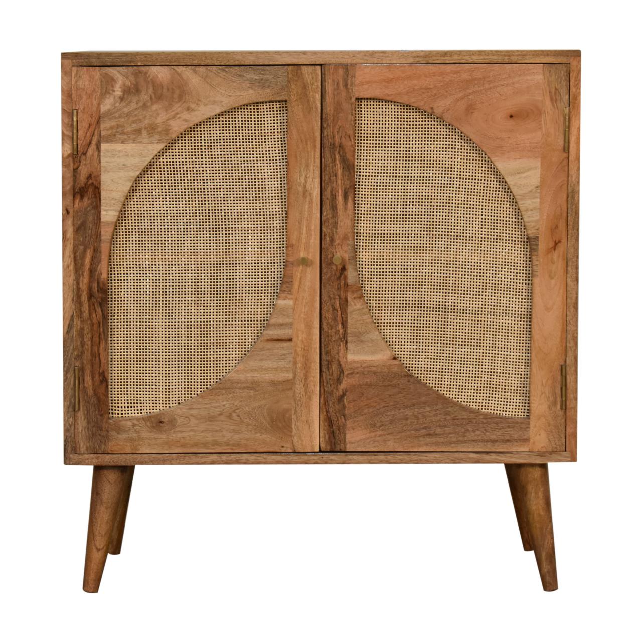 Desenzano Mango Wood 2 Door Cabinet Hessian Knit Leaf